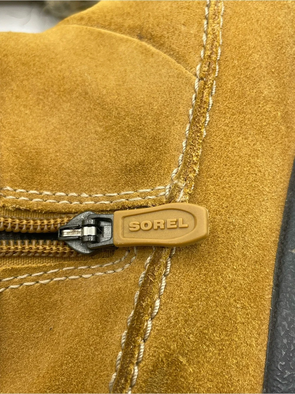 Sorel Northern Lite Tall Suede Zip Boot in Mustard.